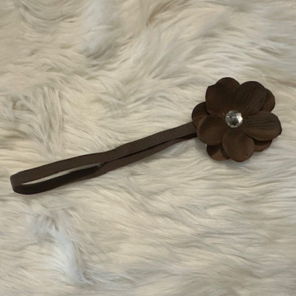 Brown 2 1/2" Flower on Skinny FOE elastic headband  7512  Handmade Boutique